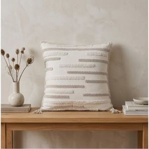 Funda de Cojín Cuadrada a Rayas de Algodón y Lino al Mejor Precio, Estilo Bohemio Bordado, Cierre de Sobre, Decoración para el Hogar - Product Image 4