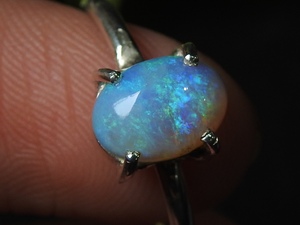 Solid Australian <b>Opal</b> Classic <b>Ring</b>-Multi Fire 925 Sterling Silver Prong Setting-Third-Party Certified October Birthstone 6.5US - Product Image 1