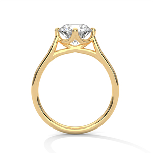 Bague de fiançailles en or 14 carats avec diamant de laboratoire 2 carats taille brillant rond, monture lotus à 4 griffes pour femme - Product Image 3