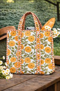 Bolsa de Mano de Algodón Estampada a Mano, Bolsa de Mano de Algodón Hecha a Mano en India, Bolsa de Mano para Mujer, Bolsa de Hombro Acolchada Estampada a Mano - Product Image 6