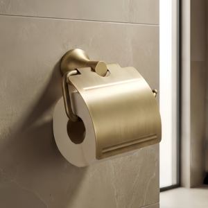 Porte-rouleau de papier et porte-mouchoirs mural en laiton et acier inoxydable 304, design moderne, forme personnalisée - Product Image 2