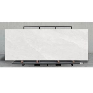 Dalles de porcelaine brillantes grand format pour plan de travail, aspect marbre blanc, panneau mural en pierre - Product Image 2