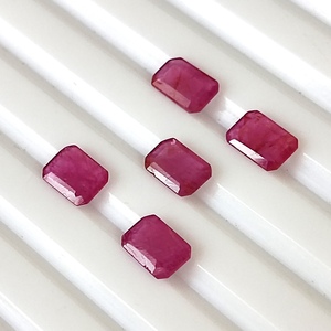 Rubis naturel non traité, rose-rouge, non chauffé, taille émeraude, facetté, pierre précieuse en vrac, 4x6 mm, 2,40 carats, 5 pièces pour la création de bijoux - Product Image 5