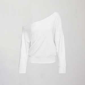 Sweat-shirt à manches longues pour femme de haute qualité, personnalisé, à épaules dénudées, imprimé avec des strass, saison automne/hiver, 100% coton, écologique - Product Image 6