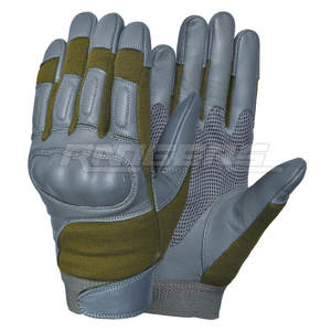 Mens Tactical Gloves Olive Gray Padded Knuckle Protection Synthetic Leather <b>Full</b> Finger Non <b>Slip</b> OEM Outdoor Training Gloves - Product Image 1