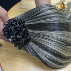 ผมต่อแบบปลายแบน สีดำเงินเทาเข้ม แบบตรง  สองชั้น  ผมเวอร์จินเวียดนาม - Product Image 1