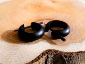 ต่างหูห่วงไม้สีดำ รูปทรงกลม อุปกรณ์งานฝีมือเครื่องประดับ - Product Image 4