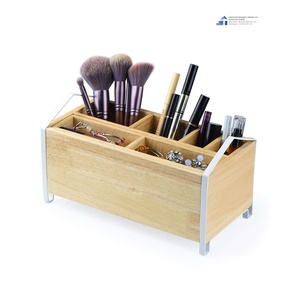Wooden <b>Jewelry</b> Storage <b>Box</b> With Drawers Pine Wood Rectangle <b>Lockable</b> For <b>Jewelry</b> Watch Eyewear Made in VietNam - Product Image 4