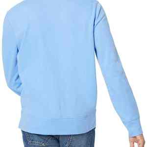 Suéter Masculino Azul Claro com Gola Redonda, Ajuste Regular, Cor Sólida, Casual, Tricotado, 100% Algodão, Para Uso no Outono - Product Image 3