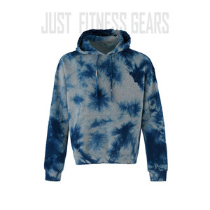 Sweat-shirt à capuche unisexe en molleton tie-dye, coupe classique, décontracté, automne, avec poche, motif rouge, bleu, blanc - Product Image 6