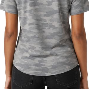 Gray Camo Rhinestone Tee Women Short Sleeve Cotton T Shirt Fashion Graphic <b>Top</b> Casual Streetwear Apparel Summer Daily Wear - Product Image 3