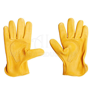 Guantes de Seguridad HOLY SIGNS INTERNATIONAL HSI-WG-0018, Amarillos, de Cuero Dividido, Resistentes, con Doble Palma, Transpirables y Cómodos, Venta al Por Mayor - Product Image 4