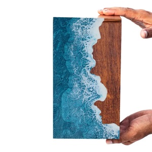 Handcrafted Rosewood Cremation Urn Ocean Wave Resin Inlay, Engraved <b>Memorial</b> <b>Keepsake</b> - Product Image 4