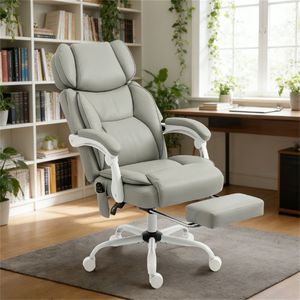 Sedia da Ufficio Grigio Chiaro con Funzione Massaggio per Lavoro al Computer - Product Image 1