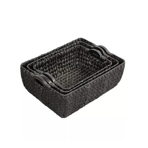 Rustic <b>Water</b> Hyacinth Nesting Storage Baskets with Wooden Handles Farmhouse Storage <b>Containers</b> Wholesale made in Vietnam - Product Image 2