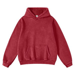 Sudadera con Capucha Roja para Hombre, 100% Algodón, Felpa, Corte Regular, Color Sólido, con Bolsillo Frontal, para Otoño - Product Image 6