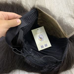 วิกผมสีดำธรรมชาติพร้อมนอตฟอกสีผมปิดลูกไม้สวิส5x5 HD - Product Image 2