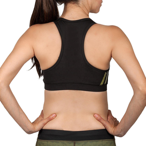 สปอร์ตบราสำหรับผู้หญิง ลายพรางสีเขียวมะกอก แบบ Racerback คอกว้าง รองรับปานกลาง ระบายอากาศได้ดี ขอบตัดสีตัดกัน เหมาะสำหรับออกกำลังกาย - Product Image 2