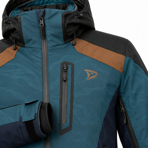 Veste de ski imperméable à capuche pour homme, en polyester respirant, coupe-vent, color-block, pour activités de plein air - Product Image 5