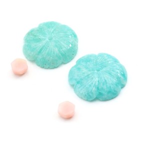 Piedras Preciosas de Aguamarina Natural Talladas en Forma de Flor con Centro Rosa, 29.5x30mm, 55 CT, Piedras Sueltas para Joyería de Jaura Jewels - Product Image 3