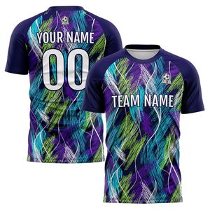เสื้อฟุตบอลคอวี แขนสั้น พิมพ์ลายแบบซับลิเมชั่น ระบายเหงื่อได้ดี 100% โพลีเอสเตอร์ พร้อมชื่อทีมและหมายเลข สำหรับผู้ใหญ่ ใส่ได้ทั้งชายและหญิง - Product Image 6