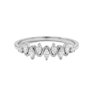 Moissanite DEF Color VS VVS Clarity Marquise & Round Lab Created Diamond Engagement Ring Zig Zag Ring 9K 10K 14K 18K Solid Gold - Product Image 2