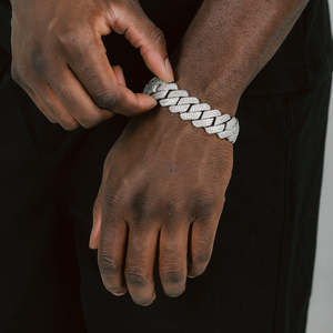 Luxury Iced Out Cuban Link <b>Bracelet</b> | White Gold Plated Micro Pave Hip Hop <b>Bracelet</b> for <b>Men</b> - Product Image 5
