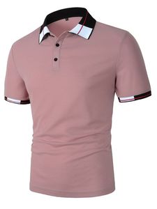 Polo de manga corta para hombre con ribete en contraste, camiseta de punto informal para golf y tenis - Product Image 2