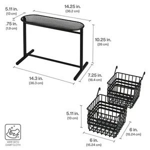 Modern Metal <b>Basket</b> Organizer with 2 Hanging Bins 14.25 in x 10.25 in Reusable Storage Rack for Kitchen or Bathroom - Product Image 6