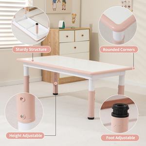 <span class=keywords><strong>Mesa</strong></span> de <span class=keywords><strong>Estudio</strong></span> Escolar de Plástico Moderna Multifuncional SINKIPA, Venta al por Mayor de Fábrica, 4 Sillas, Altura Ajustable, para Dormitorio - Product Image 5