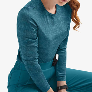 T-shirt d'infirmière à manches longues en chenille brodé pour femme, sous-vêtement médical élégant - Product Image 4