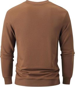 <b>Men's</b> Brown Knitted <b>Pullover</b> Regular Fit Solid Color Casual Sweater O-Neck Long Sleeve Sweatshirt - Product Image 3