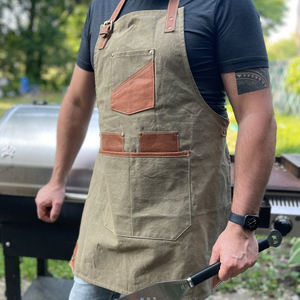 Delantal de Lona Encerada Gruesa con Cremallera de Lujo, Impermeable, Ajustable, con Tirantes Cruzados para Chef, Barbacoa, Barbero, Carpintero, Taller LCA-0018 - Product Image 5