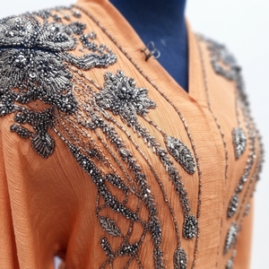 Caftán Abaya Modesto para Mujer, Hecho a Medida, con Pedrería de Lujo, Poliéster Transpirable, Hecho a Mano, Largo hasta el Tobillo, Manga Larga, Primavera - Product Image 6