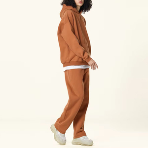 Men Oversized Baggy Tracksuit Custom Streetwear Two Piece Sweat Set <b>Lightweight</b> Hooded Eco-Friendly Embroidery Logo OEM <b>Jogger</b> - Product Image 3