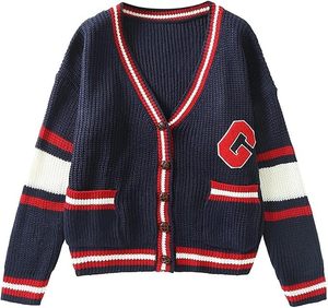 Breathable Traditional V Neck <b>Cardigan</b> <b>Mens</b> Varsity Striped Knit Sweater Button Down <b>Cardigan</b> <b>for</b> Club Members - Product Image 1