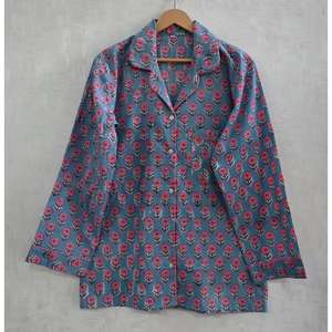 Cotton Floral Hand Block Print Lounge & Nightwear Pajama Set for Women Breathable & Soft Everyday PJ Set with Long Sleeves - Product Image 2