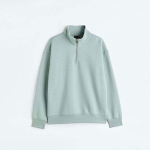 Sweat-shirt en molleton bleu clair pour homme à col montant zippé, coupe classique, couleur unie, décontracté, idéal pour l'automne - Product Image 5