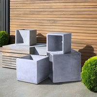 Maison et jardin lumière béton grand carré en fibre de verre pots de fleurs ciment planteur pot jardin paysage