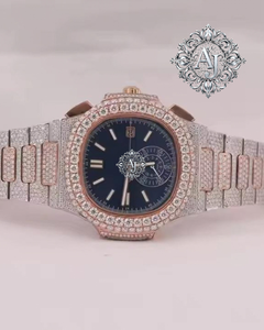 AFAR Jewels <b>Iced</b> <b>Out</b> Moissanite Quartz <b>Watch</b> Stainless Steel Bracelet Analog Date Display Luxury Hip Hop Wristwatch - Product Image 1