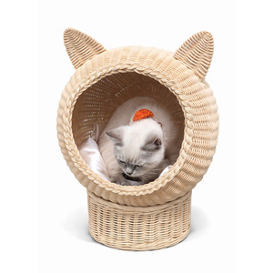 Rattan pet bed open weave <b>cat</b> houses high quality house shape <b>cage</b> for <b>cats</b> outdoor indoor uses - Product Image 3