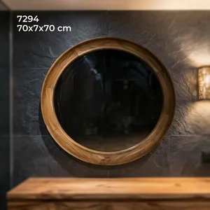 Wooden Round <b>Mirror</b> Frame Rustic Natural Wood <b>Wall</b> Mounted Decorative <b>Mirror</b> <b>for</b> Bedroom <b>Bathroom</b> Living Room - Product Image 6