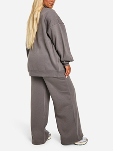 Ensemble de survêtement polaire 2 pièces pour femme, 100 % coton, style streetwear ample avec fermeture éclair, logo personnalisé imprimé, OEM ODM, collection hiver - Product Image 2