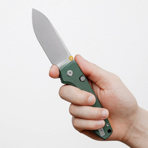 Navajas Plegables con Hoja de Acero Plateado Tipo Drop Point, Mango Texturizado Verde, Anillo de Sujeción para el Pulgar y Bloqueo Deslizante para Uso Diario y en Exteriores - Product Image 3
