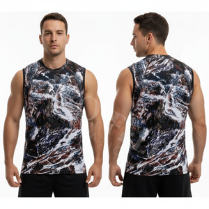 Venta al por Mayor, Camiseta Deportiva sin Mangas con Cuello Redondo, Personalizada, de Compresión, de Alta Calidad, con Estampado por Sublimación - Product Image 3
