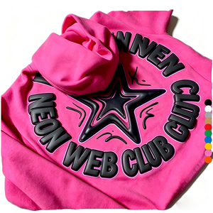 Neon Web Club Hooded <b>Sweatshirt</b> Men's Winter Knitted French Terry Cotton <b>Heart</b> Pattern Waterproof Eco-Friendly Casual Regular - Product Image 1