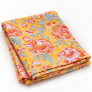 Tela de Algodón Jaipuri Tejida Floral Amarilla, Transpirable y de Peso Medio para Vestidos, Faldas y Camisas de Mujer - Product Image 5