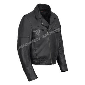 Chaqueta de Cuero Vacuno Negra de Alta Calidad para Motocicleta, con Solapa, Estilo Casual, Cierre Diagonal, para Hombre, Gruesa y Resistente - Product Image 2