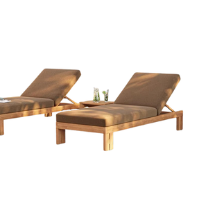 Sun Lounger Waterproof Outdoor Foam or CottonPolyester Modern Manual Armless High Quality Acacia <b>Sunbed</b> - Product Image 5