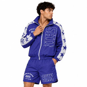 Ensemble de survêtement d'été léger en nylon avec broderie personnalisée de haute qualité, patchwork, coupe-vent et sweat à capuche - Product Image 4